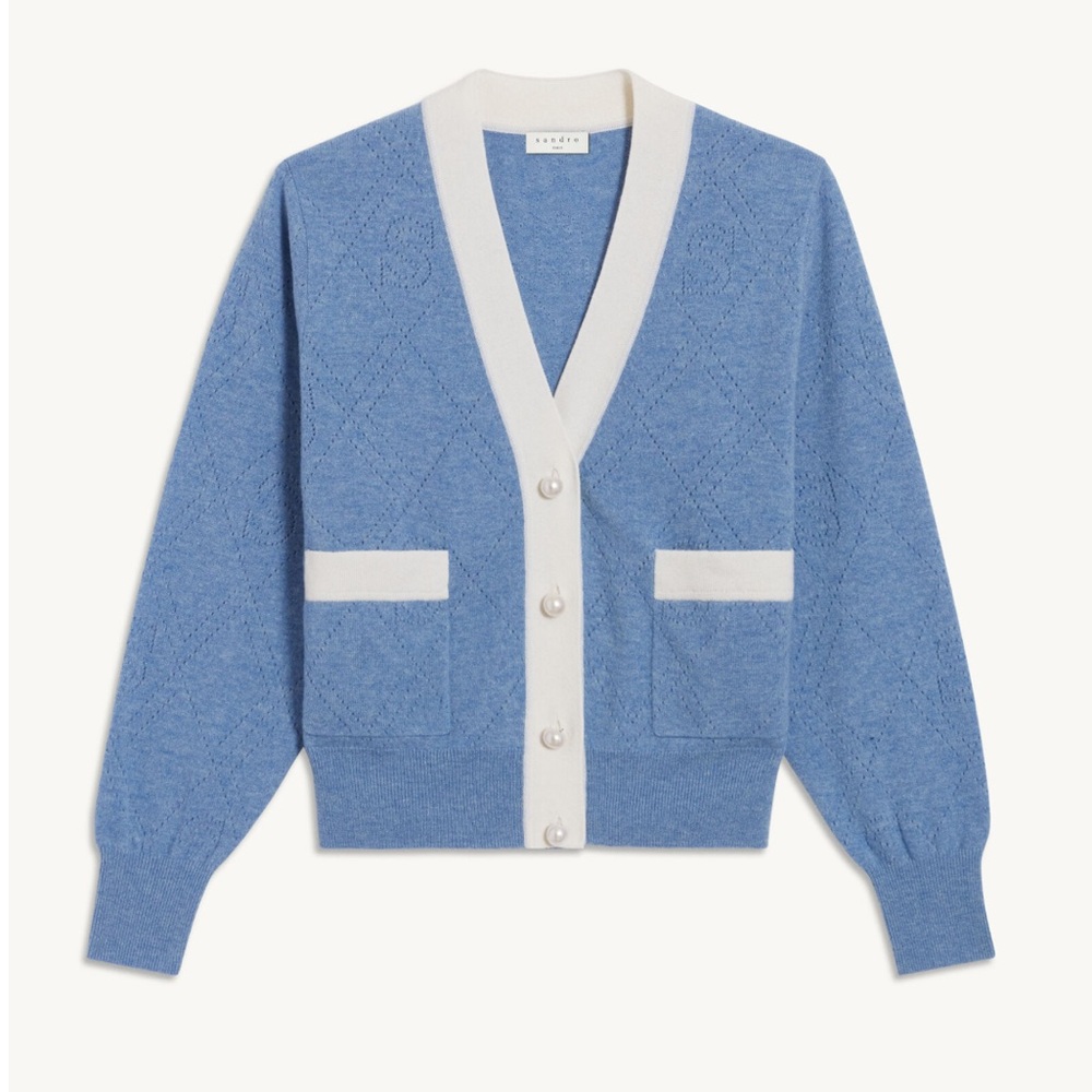 Sandro Pointelle Knit Cardigan